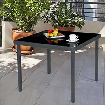 Ultranatura Gartentisch mit Glasplatte der Serie Korfu, Terrassentisch