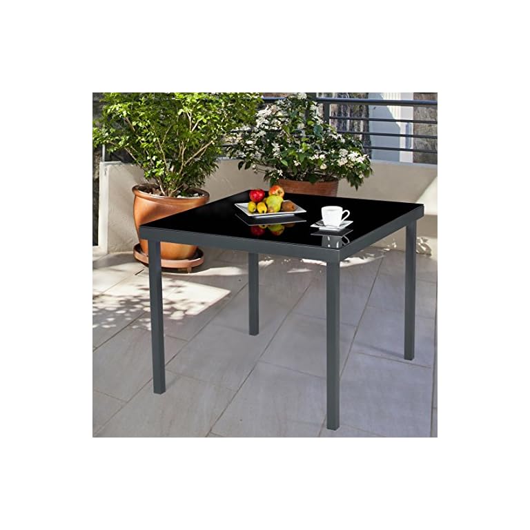 Ultranatura Gartentisch mit Glasplatte der Serie Korfu, Terrassentisch