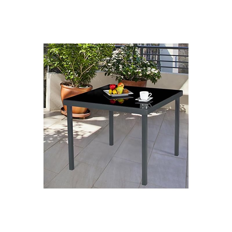 Ultranatura Gartentisch mit Glasplatte der Serie Korfu, Terrassentisch