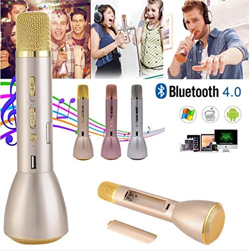 Portable Wireless Bluetooth Karaoke Microphone , K088 ( K068 Enhanced ) Mini KTV Player 2 in 1 Home Karaoke Player Full Metal Bluetooth Speaker Handheld Portable Mic Microphone Mike Support for IOS Andriod System iPad iTouch Celulares Smartphones (OTG) PCs / Notebooks / Tablets, for Recording Singing Family K Song Karaoke KTV Outdoor Travel Gathering Wedding Seminars Meeting Stages (Silver)