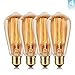 Wedna Edison Lampe 60W ST64 E27 Rétro Edison Ampoule Antique Lampe 220-240V Blanc chaud - 4 Pack