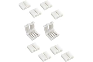 RGBW Clips SUPERNIGHT 5 Pin RGBW LED Strip Connector 10 mm breit LED Strip zu Strip Verbinder Lückenlos lötfrei für SMD 5050 RGBW RGBWW LED-Lichtbänder, 10 Pack