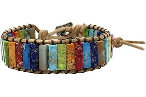 Milisten Czeska bransoletka z kamienia, ręcznie robiona, kolorowa, dziergana bransoletka, dekoracyjny łańcuszek na nadgarstek, prezent dla kobiet