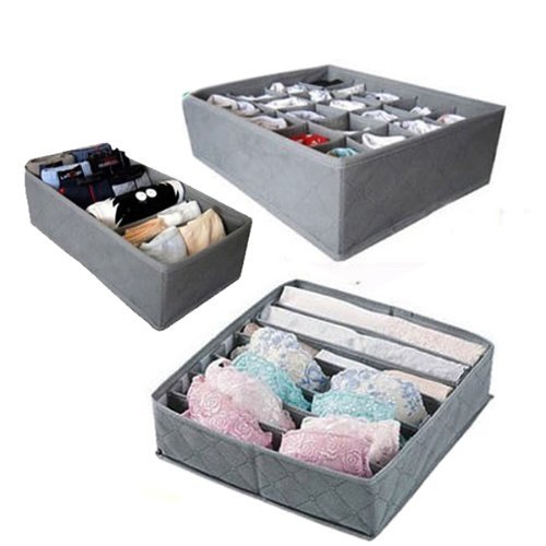 ANKKO Set 3st (7-6-24 Zelle) Unterwäsche BH Ties Schublade Organizer Aufbewahrungsbox - 7