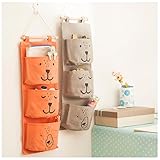 Inwagui Baumwollspitze Bad Kleinbeträge Aufbewahrungstasche Finishing 3-Taschen Gadget Pouch Organizer Wandtasche Faltbar Tasche-Grey - 2
