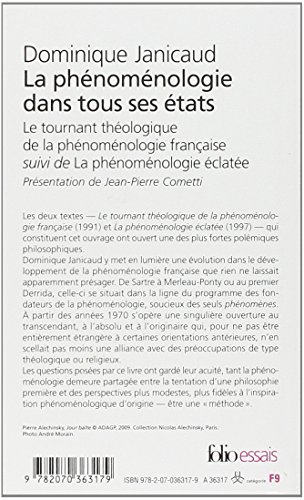 Livres Couvertures de La phénoménologie dans tous ses états