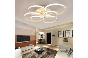 VETRINE INRETE Vetrineinrete® Lampadario led plafoniera moderno con 6 anelli cerchi 51 watt 2550 Lm luce fredda 6500k calda 3000k e naturale 4000k (Luce Naturale 4000k) Z84