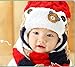 SONGQEE(TM) Winter Warm Boys Wool Acrylic Hat/Scarf Set Knitted Hat Scarf Red Cute Bear for Christmas (Red)
