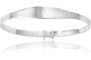 Engraved/Embossed Pattern/Design Expanding/Expandable/Adjustable Bangle Bracelet for Baby/Child/Children/Women - 925 Sterling Silver - Childrens Jewellery