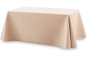 Lanovenanube Falda Camilla Velvet Acolchada, Enaguilla de Invierno Rectangular, Medida 80x140, Color Beig. Faldilla para Mesa Que Mantiene el Calor, de Tejido Aterciopelado y Tacto Extra Suave