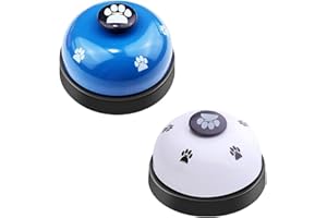 SLSON Pack of 2 Pet Training Bells for Dog Cats, Doorbells for Potty Communication and Cleanliness Training with Large Button and Cat Paw Pattern, White and Blue