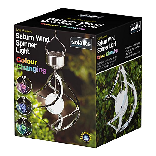 Solalite Colour Changing Saturn Wind Spinner Solar Light Garden