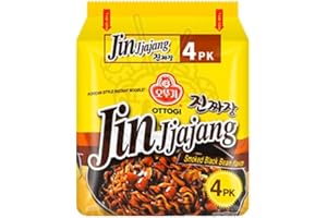Korean Market | Ramen Coreano Jin Ramen Jjajang | Salsa de Judía Negra | 135g | Pack de 4