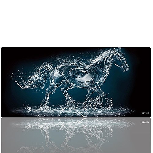 Beyme Tapis de Souris Gaming, XXL Grand Gamers Mousepad & Tapis Clavier Tapis de Bureau- Taille: 900x400 mm (90X40 Horse005)