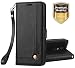 Produktbild Ferilinso LG Q7/ LG Q7 Plus/LG Q7 Hülle, Elegantes Retro Leder mit Identifikation Kreditkarte Schlitz Halter Schlag Abdeckungs Standplatz magnetischer Verschluss Kasten für(Schwarz)