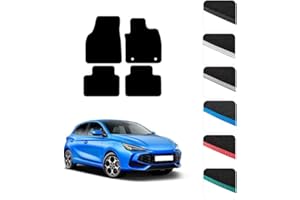 GCM - Car Floor Mats for MG Motors UK MG3 Hybrid 2024 to Present Full Coverage Floor Protection - Anti Slip & Fit Car Mat with Clips Easy to Clean Car Carpet for All-Weather- Black Edging, Carpet