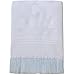 BabyPrem Baby Large Soft White Acrylic Hearts Shawl Blanket 122 x 122cm BLUE