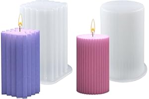 Zfseyuh Moules pour Bougies, 2 Pièces Moules à Bougies en Silicone Cylindre et Cuboïdes, 3D Moule Silicone pour DIY la Fabrication de Bougies, Parfumées, Travaux