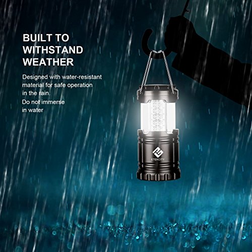 Etekcity Faltbare 2er LED Campinglampe Camping- und Garten- Laterne, Ideal für Terrasse, Camping, Wandern, Notfall, Outdoor-Aktivitäten, Schwarz - 6