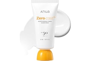 Anua Zero-Cast Moisturizing Finish Sunscreen, SPF 50, Glow Natural Sunscreen, White cast, Niacinamide sun block for face, Travel Essential (50ml/1.69fl.oz)