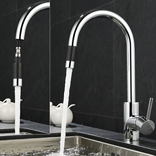 ubeegol Ausziehbare Spültischarmatur Einhebel Küchenarmatur Einhand-Mischbatterie aus Messing Verchromt Armatur Einhandmischer Wasserhahn für Küchen Spüle - 3
