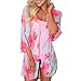 Produktbild Hffan Damen Casual Cardigan Mantel Elegant Strickjacke Loose Oversize Winter Jacken Trenchcoat Mode Wasserfallkragen Unregelmäßige Sommer Floral Chiffon Kimono Cardigans Bluse Cover Ups (Blau, L)