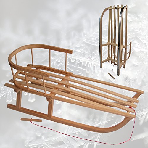 Preisvergleich Produktbild Rawstyle Schlitten mit Rückenlehne & Zugleine Holzschlitten Kinderschlitten Holz **NEU**