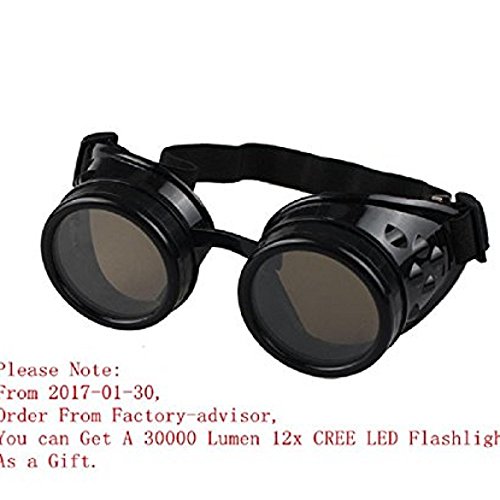 Pu Ran® Retro Steampunk Goggles Welding Punk Glasses Cosplay - Black steampunk buy now online Pu Ran® Retro Steampunk Goggles Welding Punk Glasses Cosplay - Black steampunk buy now online