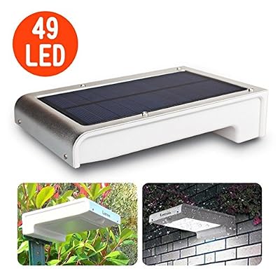 Leeron 49 LED Lampe Solaire Detecteur de Mouvement Eclairage Solaire Lampe Solaire Jardin sans Fil, pour Store Exterieur, Escalier Exterieur, Spot Exterieur, Applique Exterieur, Cuisine Exterieure