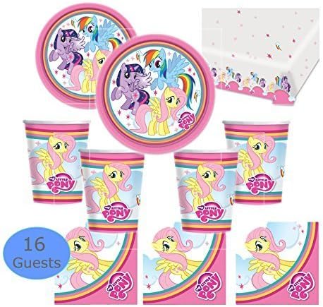 My Little Pony Essential Party Kit for 16, Plates, Cups, Napkins, Tablecover!! by The Party Company