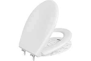 ANYCEE Abattant WC avec frein de chute, cuvette toilette forme O, lunette WC en Duroplast, cuvette WC antibactérienne, lunette de toilette inaltérable, très résistant, blanc universel