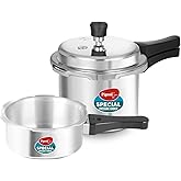 Pigeon by Stovekraft 12708 Aluminium Pressure Cooker Combo, Outer Lid, Without Induction Base (2 litre and 3 litre, Silver)