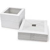 Decoraciondulce - Pack of 10 Cake Boxes, White Height Adjustable with Window 30 x 30 x 20 to 30 cm (30 x 30)