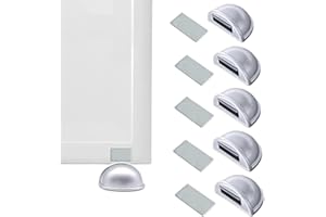 JANDTEK Fermaporta magnetico - Fermoporta da pavimento 6 pezzi - Fermaporte da terra adesivi - Blocca porta da pavimento bianco - Paracolpi porta (gris 8)