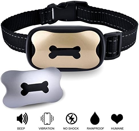 Anti Bark Dog Collar HOJUNS No Shock Spray Muzzle Harmless &amp; Humane Bark Training Collar with 7 Progressive Sound and Vibration Levels to Stop Barking for Small Medium Large Dogs