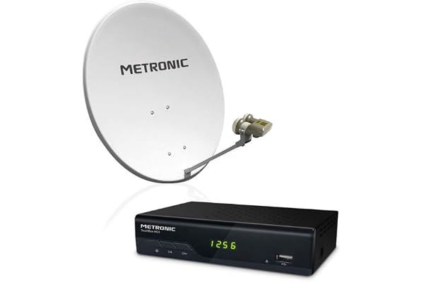 Metronic 498268 Calysta 80 MB Parabole acier Blanche 80cm + LNB monobloc