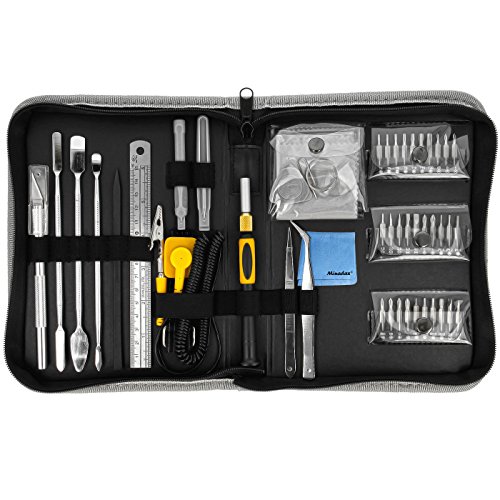 Preisvergleich Produktbild Profi Elektronik-Werkzeugsatz Sprotek / 46teiliges Präzisionswerkzeugset / Tool Kit für Reparaturarbeiten an Smartphones, Tablets, iPad, iPod, Notebooks usw. / Langlebige Aufbewahrungstasche / Inkl. Minadax® Microfasertuch