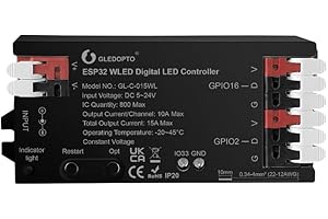 ‎GLEDOPTO GLEDOPTO WLED Controler digitale adressierbare LED Stripe WS2811, WS2812B, SK6812, WS 2801 APA 012, APA104 (WLED Gen. 2)