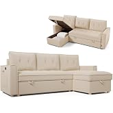 Nalui - Haven Chaise Longue Sofa Bed 213 x 129 x 81 cm Reversible with Chest of 127.6 L. Living Room Sofa 3 Seater Convertibl
