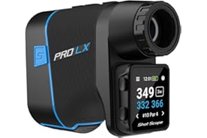 Shot Scope PRO LX+ Laser Rangefinder with Performance Tracking - F/M/B green and hazard distances - 100+ statistics including Strokes Gained - Adaptive Slope Technology - Red and black dual optics - No subscriptions