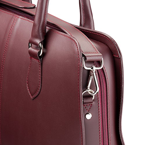 Su.B 15.6” 14” Diagonale professionelle Design Damen Laptoptasche, echtes Leder – Made in Italy (Bordeaux Rot) - 2