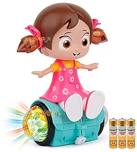 zest 4 toyz 360 Degree Rotating Musical Dancing Girl Doll Toy with Flashing Lights & Bump & Go Action Activity Play Center Early Learning Educational Toys for Kids - Multi Color (Battery Included)