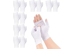 ADFUENOM 6 Paar Fingerlose Ekzem Handschuhe,Weiße Baumwollhandschuhe Neurodermitis Medizinische Feuchtigkeitsspendende Handschuhe Wiederverwendbare Touchscreen Lotion Handschuhe für trockene Hände schlafen