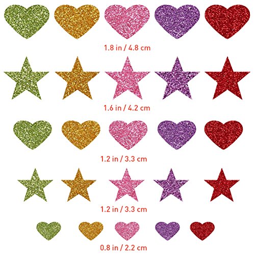 ULTNICE 150pcs Glitter Schaumstoff Sticker Glitzer Stern Herz Aufkleber für Wand Decke zufälligen Farbe - 5