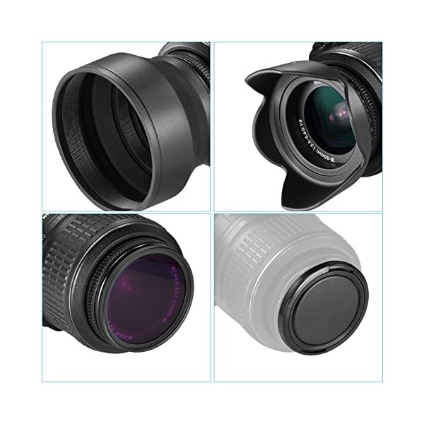 Neewer Filtro para Lentes de 52 mm Accesorio Kit:UV, CPL, FLD, ND2, ND4, ND8 y Parasol, Tapa de Lentes para Nikon D7100… - Image 5