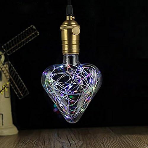 Decorative Light Bulbs,XinRong Copper Wire Edison Bulb Sweet Heart Shaped E27 2W Energy-Saving Lighting Indoor Home Pendent Decoration,Multi-color Auto Quick Flashing