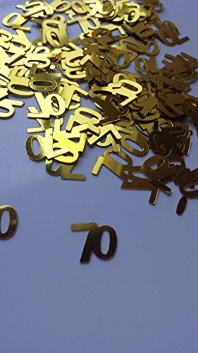 250 Stück Konfetti-Zahlen mit der Ziffer "70" gold Streudeko für Anlässe wie Geburt etc...