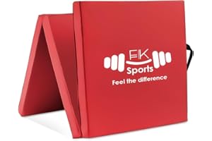 FK Sports Gymnastic Exercise Mat-6ft Tri Folding PU Leather Yoga Mat 5cm Extra Thick Foam High Density Gym Mat| Pilates, Yoga Mat for Women Men for Core Exercises.