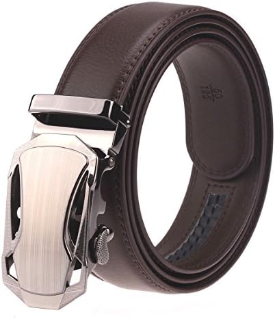 Men's Automatic Buckle Leather Genuine Leather Belts-Black/Brown（Car04/05/D01） (2XL, Car05-Brown)