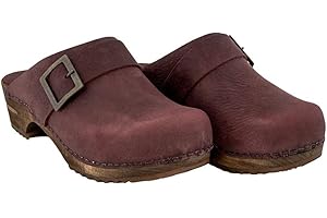 Sanita Urban | Zoccoli Aperti da Donna | Zoccoli in Pelle con Suola in Legno | Prodotto Originale Fatto Mano | Suola sostenibile